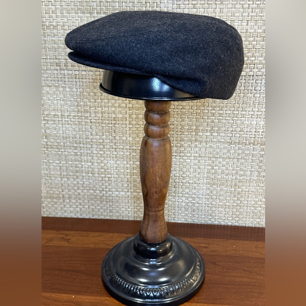🌟HP🌟Slate Gray Wool Flat Cap by Country Gentleman Snap Peek XL